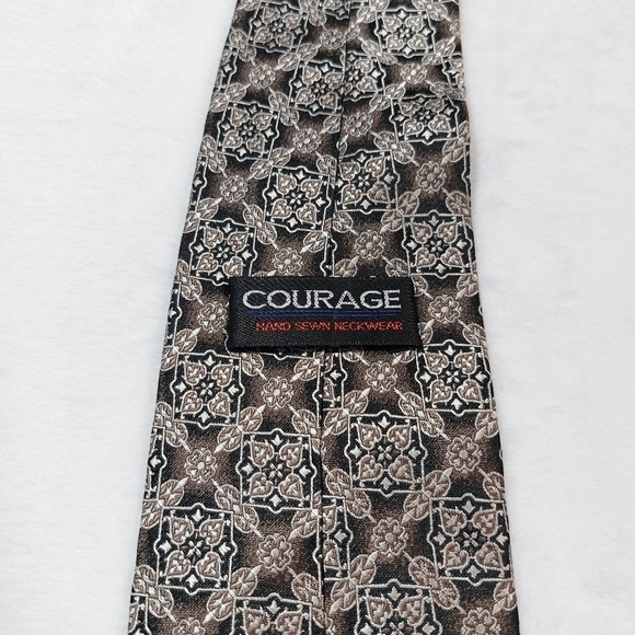 COURAGE BROWN HAND SEWN 100% SILK TIE - Picture 4 of 4
